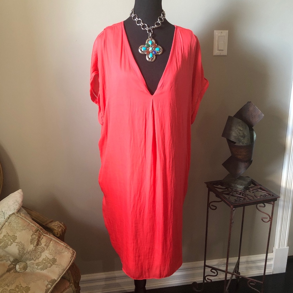 H by Halston Coral V-Neck Shift Dress